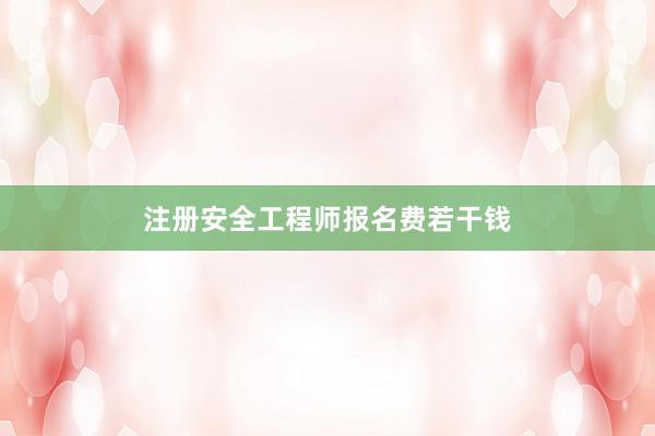 注册安全工程师报名费若干钱