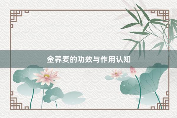 金荞麦的功效与作用认知